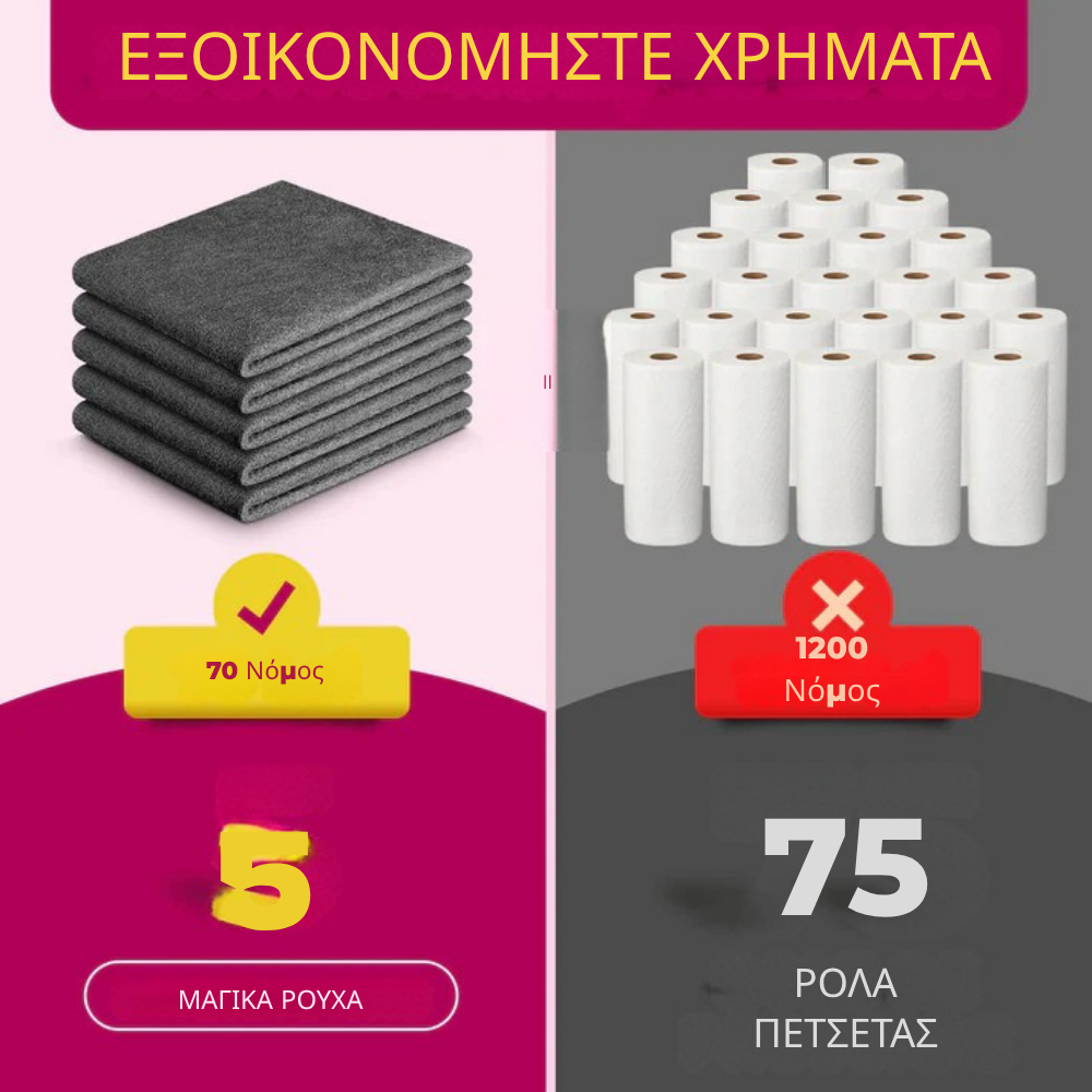 Σετ 5 XXL Πανιά — Καθαρό Σπίτι Χωρίς Χημικά!